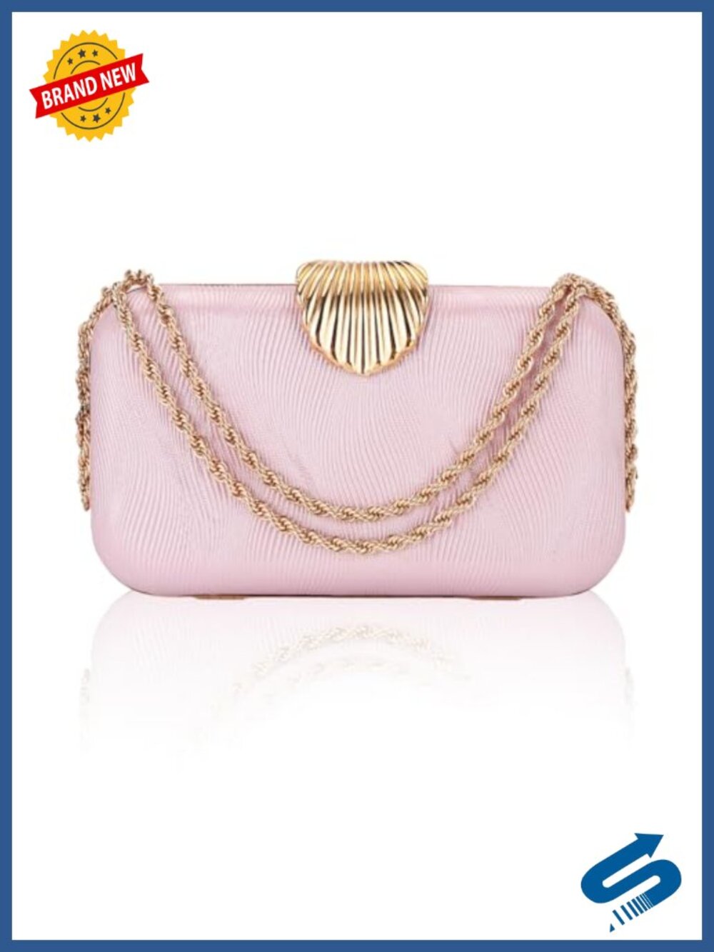 Shiny PU Leather Clutch Purse Evening Bag with Chain Strap